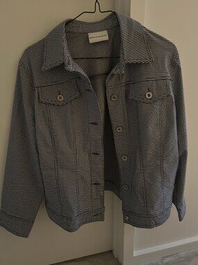 Alfred Dunner Houndstooth Jacket | Navy & White Micro Check